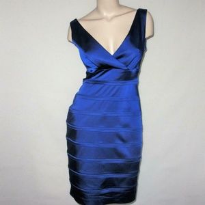 SOLD! Calvin Klein 8 Sapphire Blue Satin Cocktail Dress